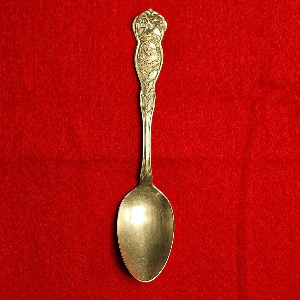 3 State Souvenir Spoons IL IN TX Rogers & Son AA Eagle Silver-plate Vintage 1915